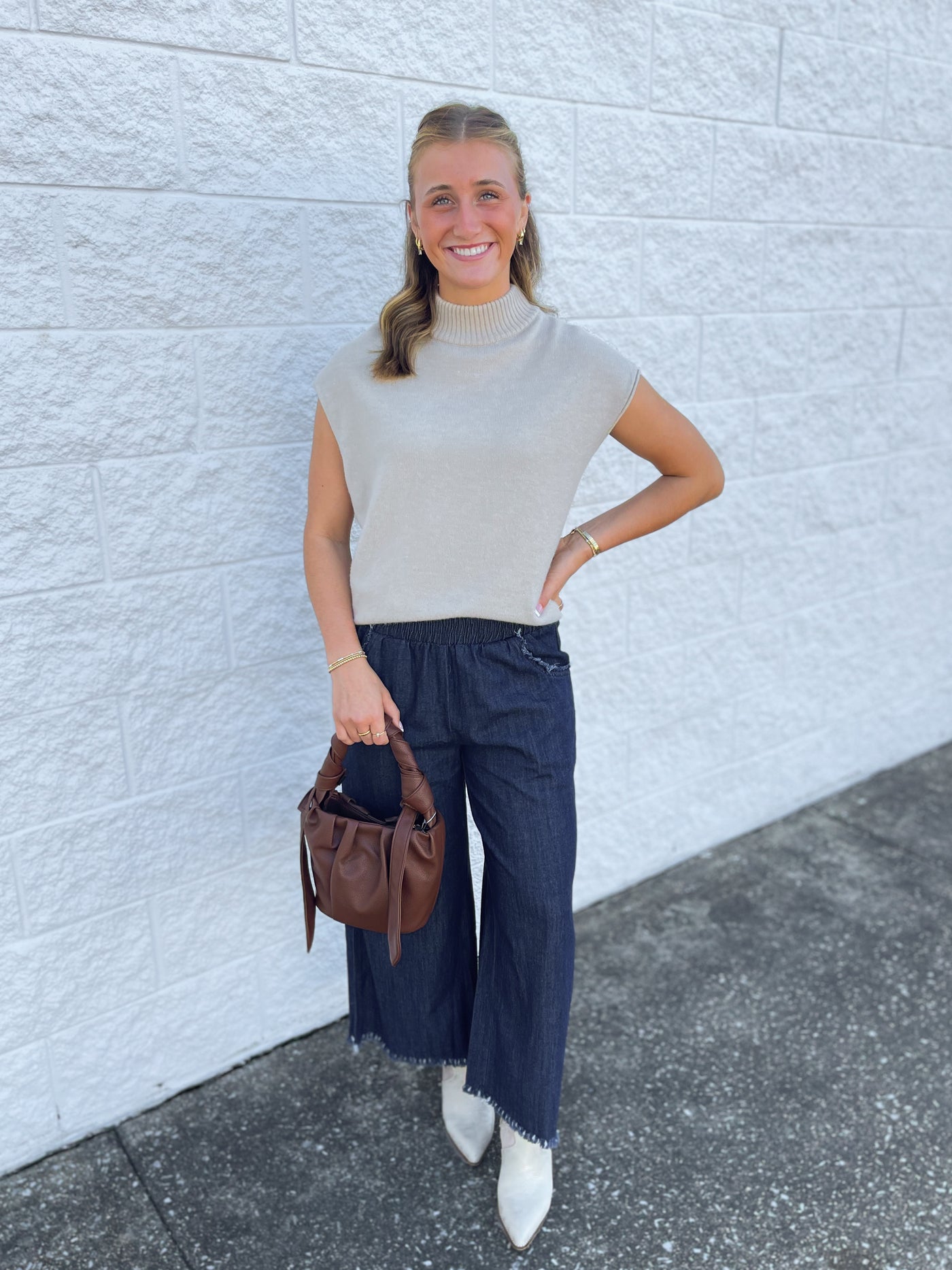 Taupe Cap Sleeve Sweater