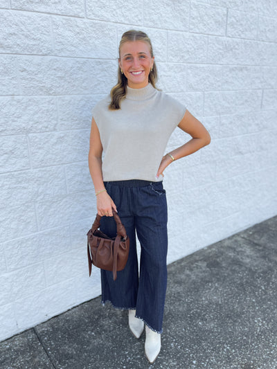 Taupe Cap Sleeve Sweater