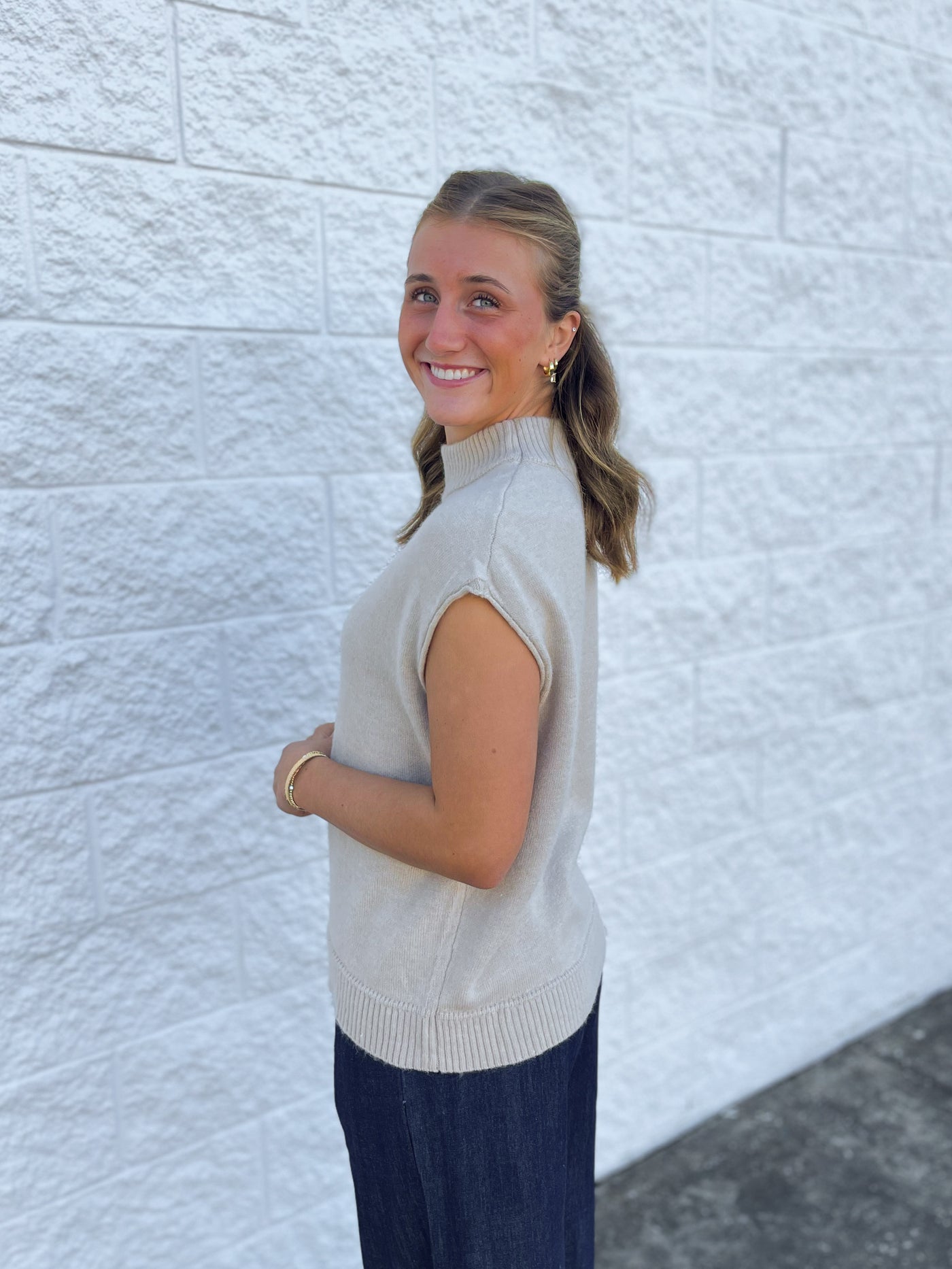 Taupe Cap Sleeve Sweater