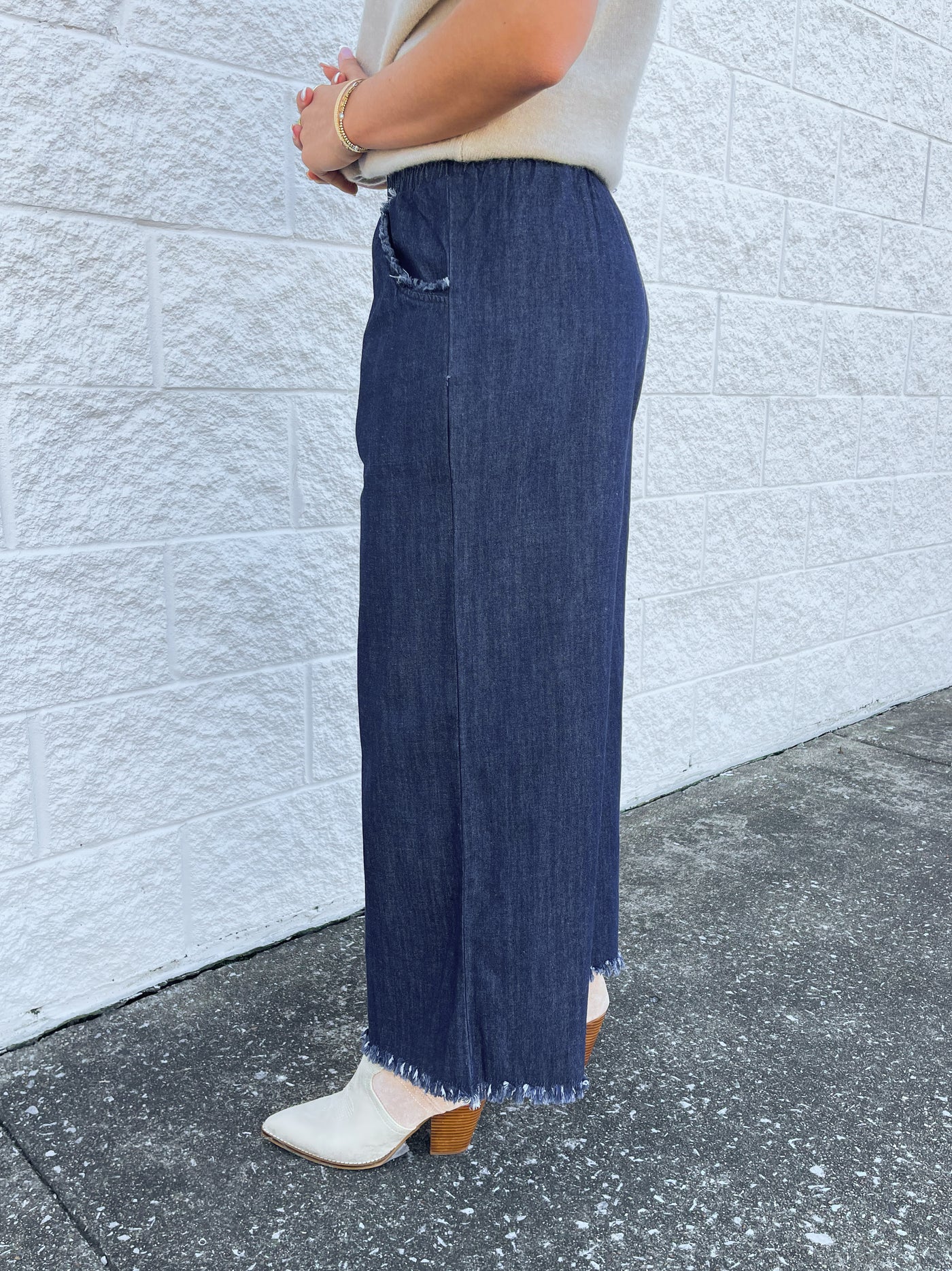 Umgee Dark Denim Wide Leg Pants