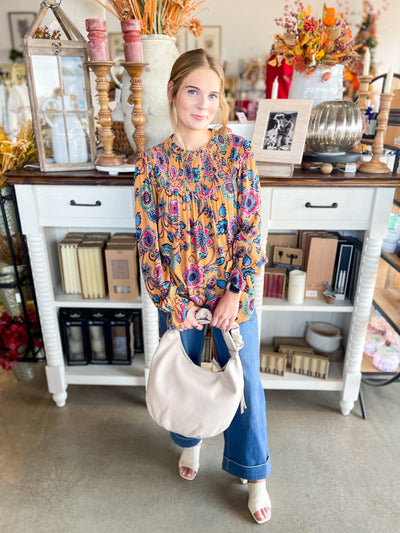 Easel Mustard Print Tabby Top