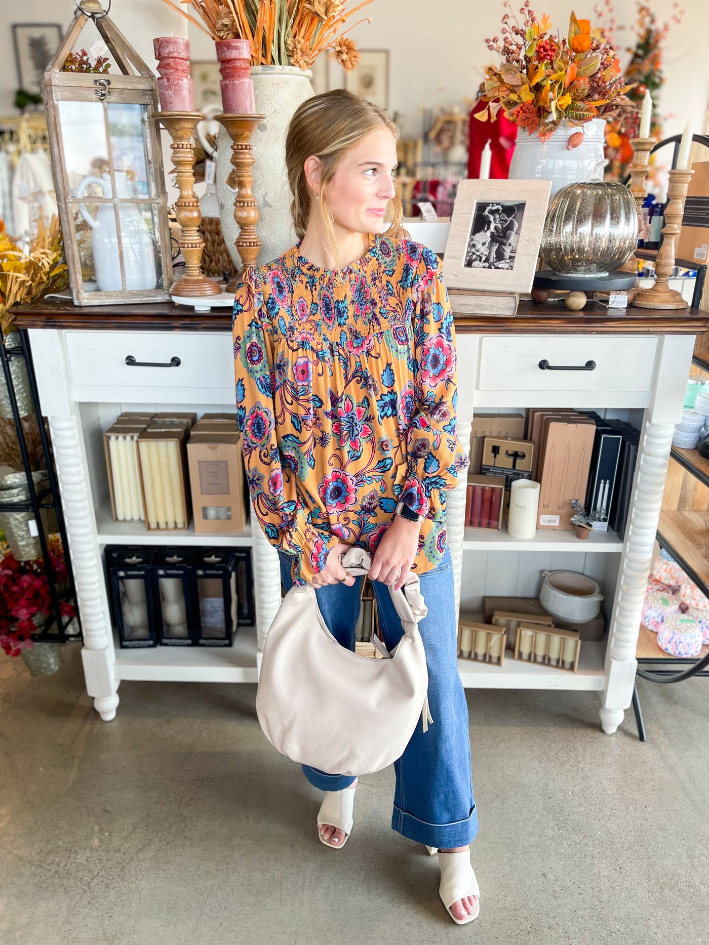 Easel Mustard Print Tabby Top