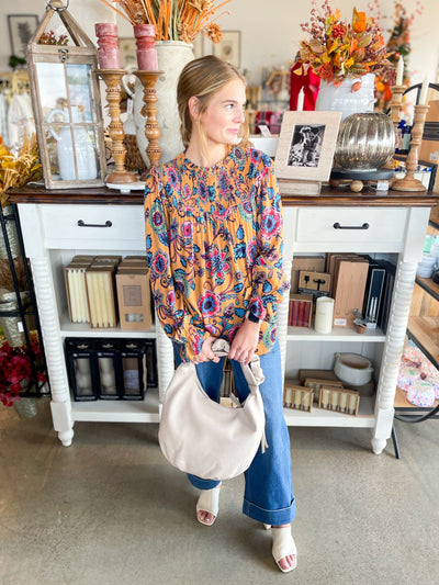 Easel Mustard Print Tabby Top