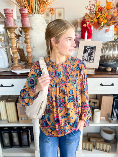 Easel Mustard Print Tabby Top