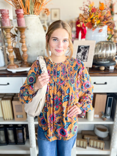 Easel Mustard Print Tabby Top