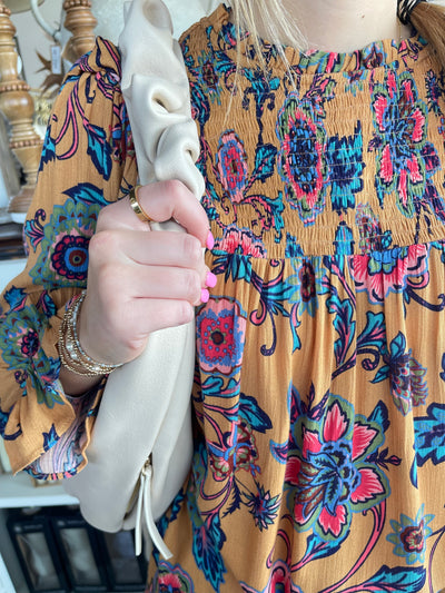 Easel Mustard Print Tabby Top