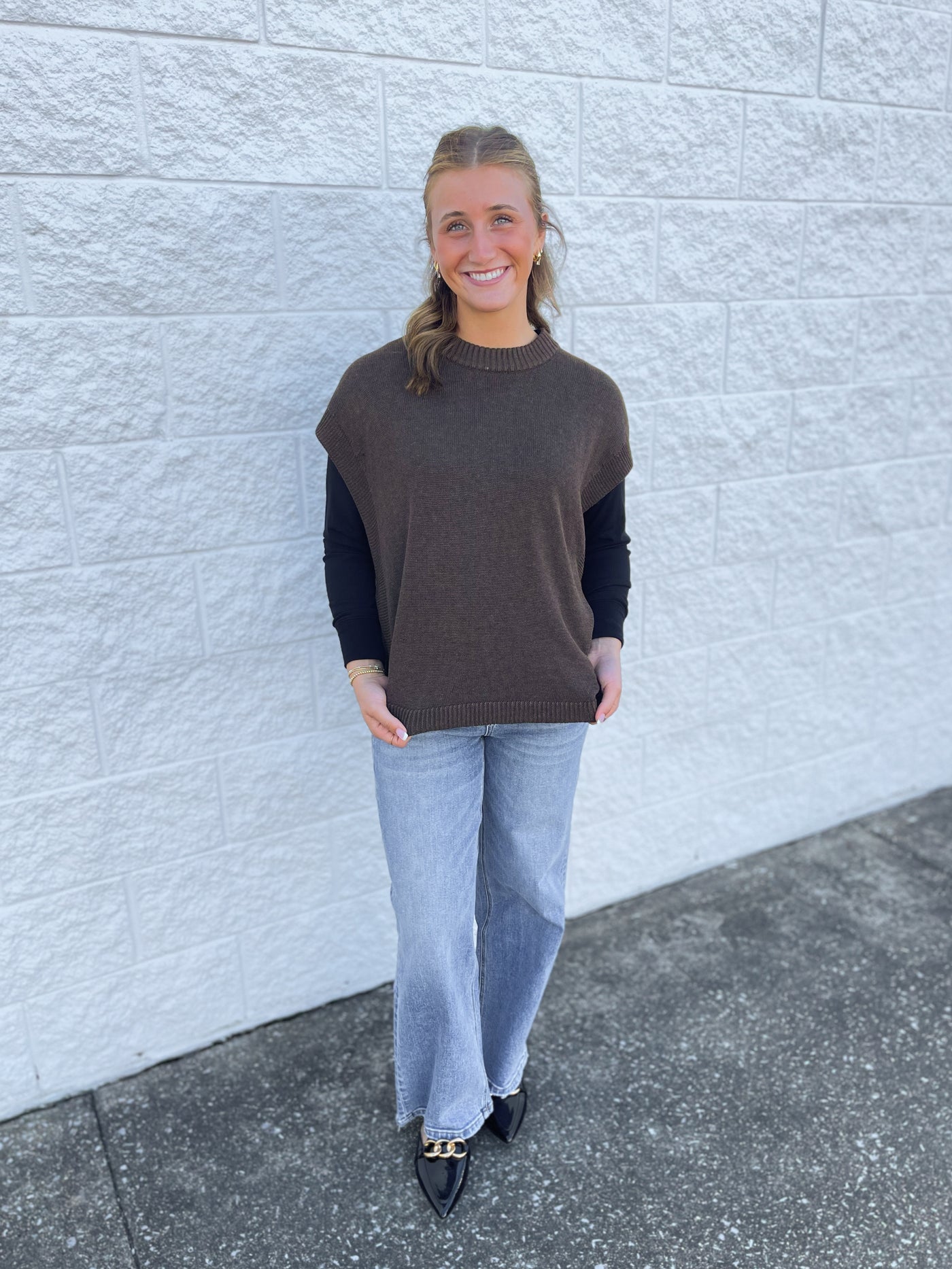 Tye Sweater Vest Brown One Size