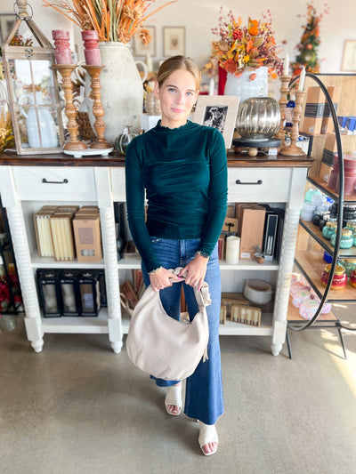 Umgee Green Velvet Layer Top