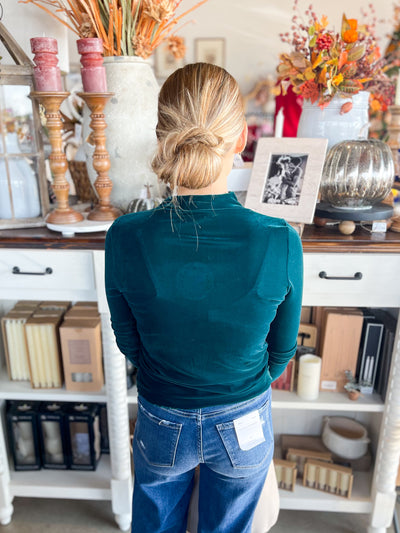 Umgee Green Velvet Layer Top