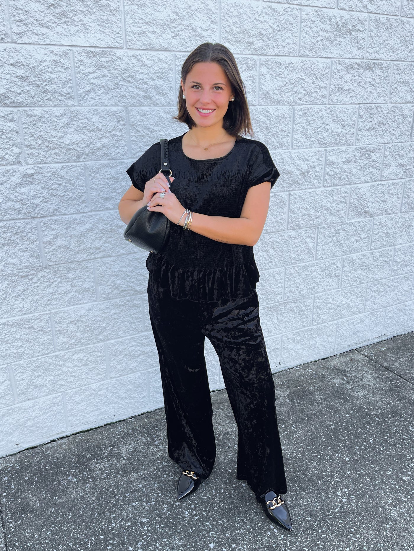 Umgee Black Velvet Pants