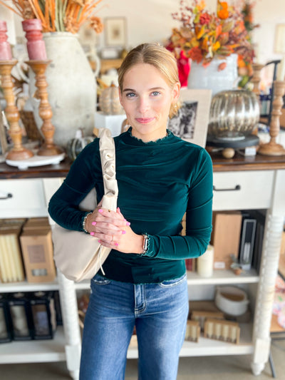 Umgee Green Velvet Layer Top