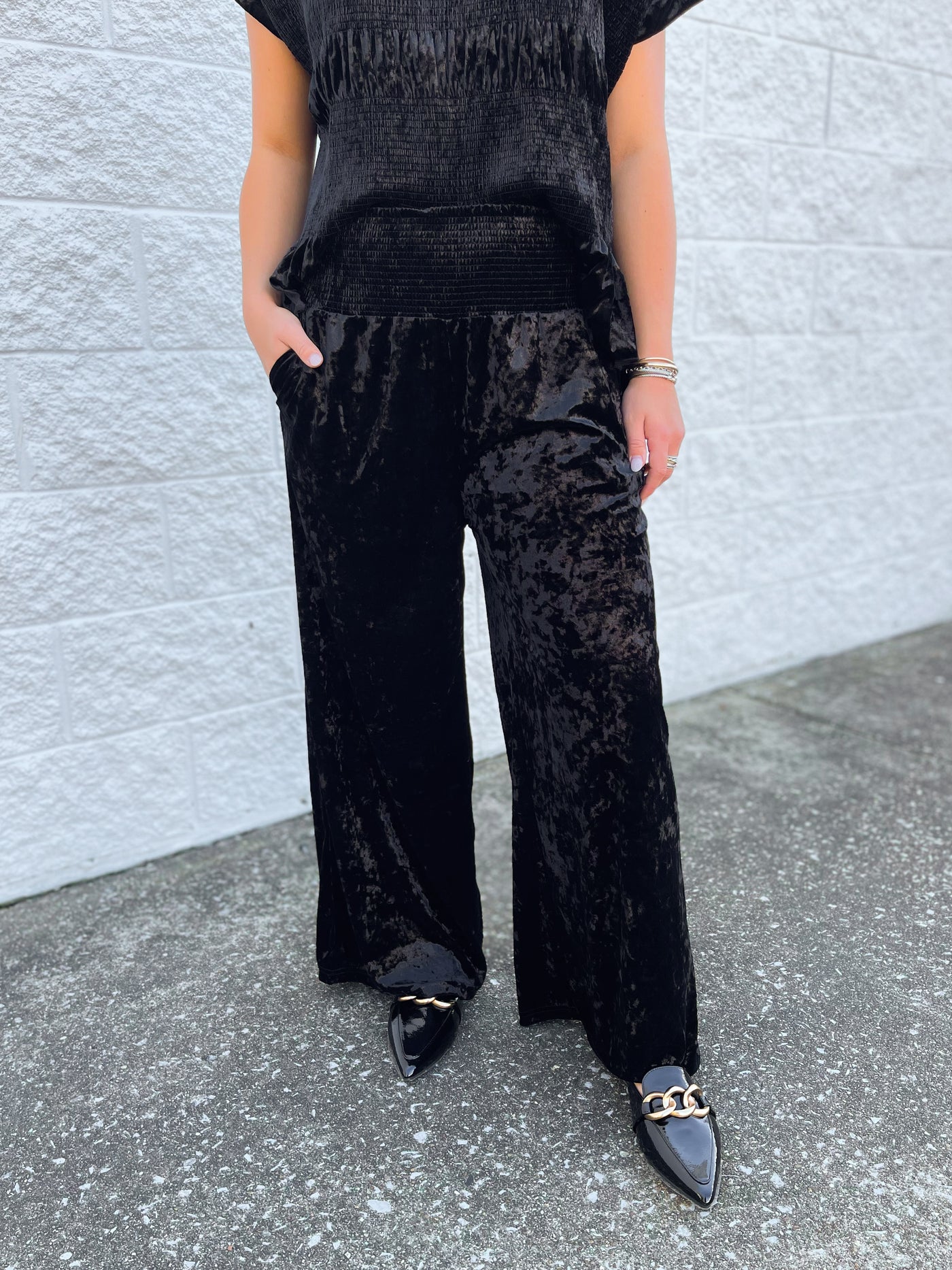 Umgee Black Velvet Pants
