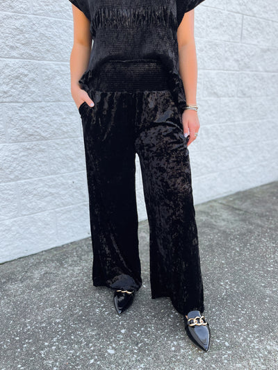 Umgee Black Velvet Pants