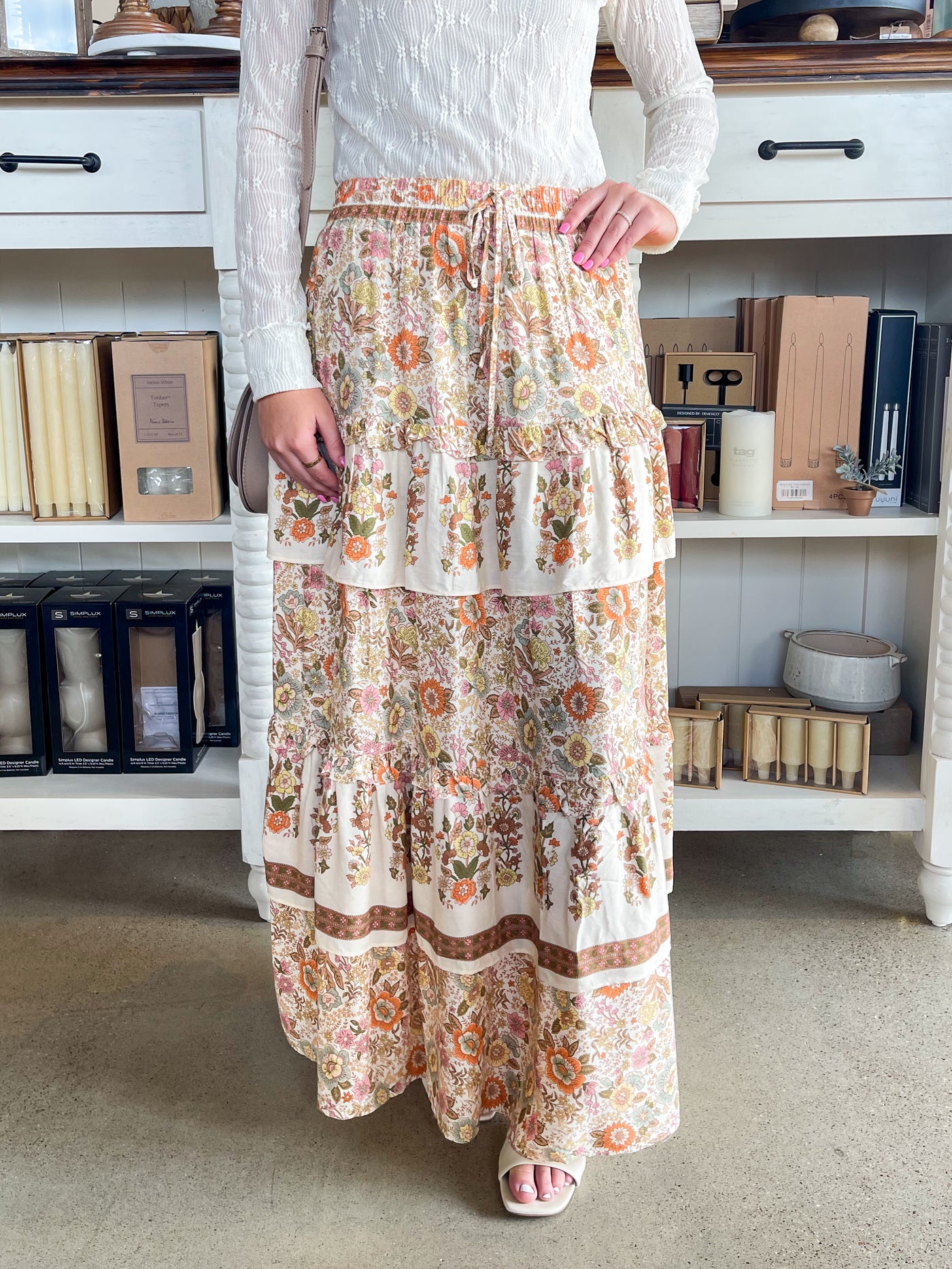 Cream Multi Tiered Jade Skirt