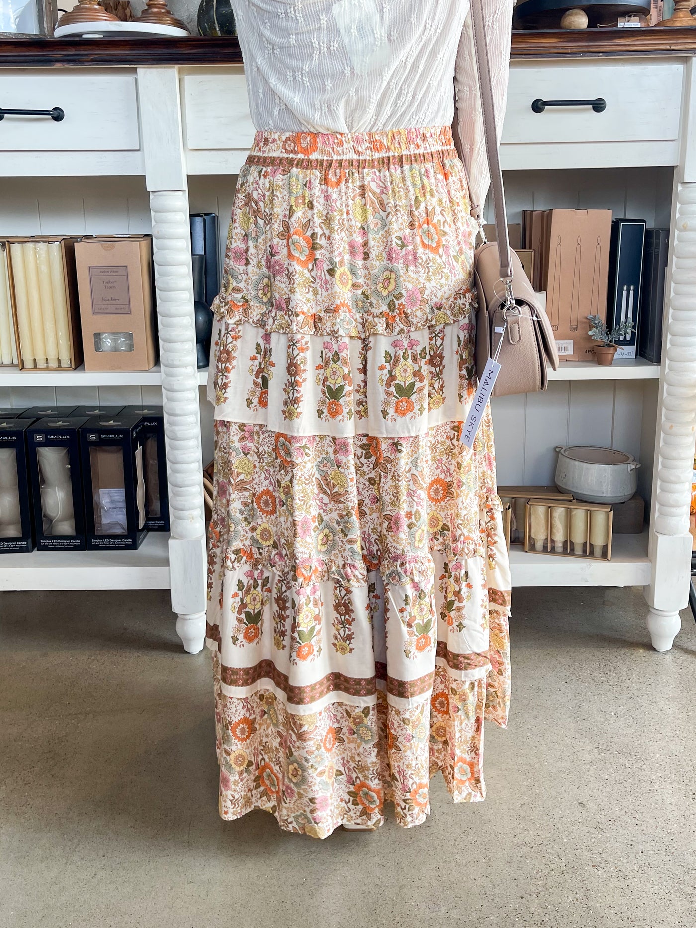 Cream Multi Tiered Jade Skirt