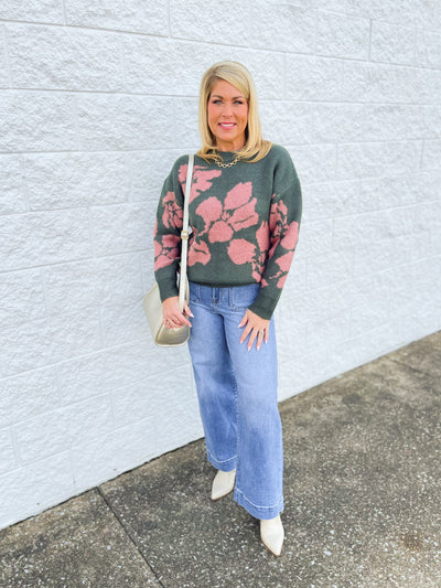 Umgee Green Anderson Sweater
