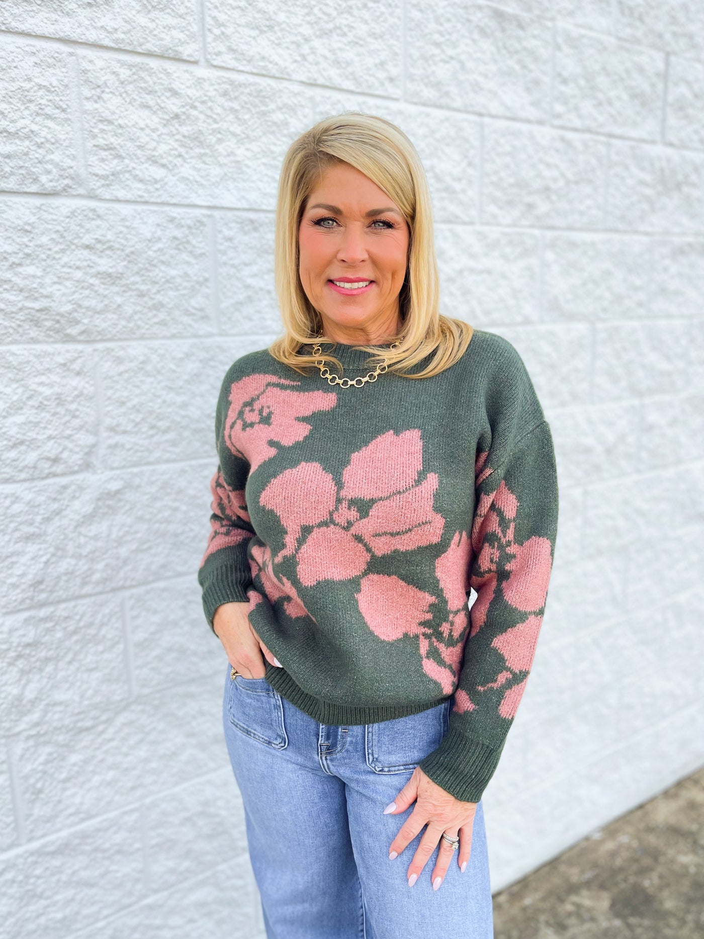 Umgee Green Anderson Sweater