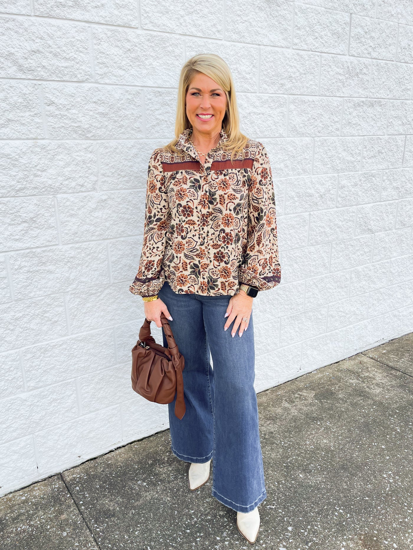 Fate Cream Brown Blouse