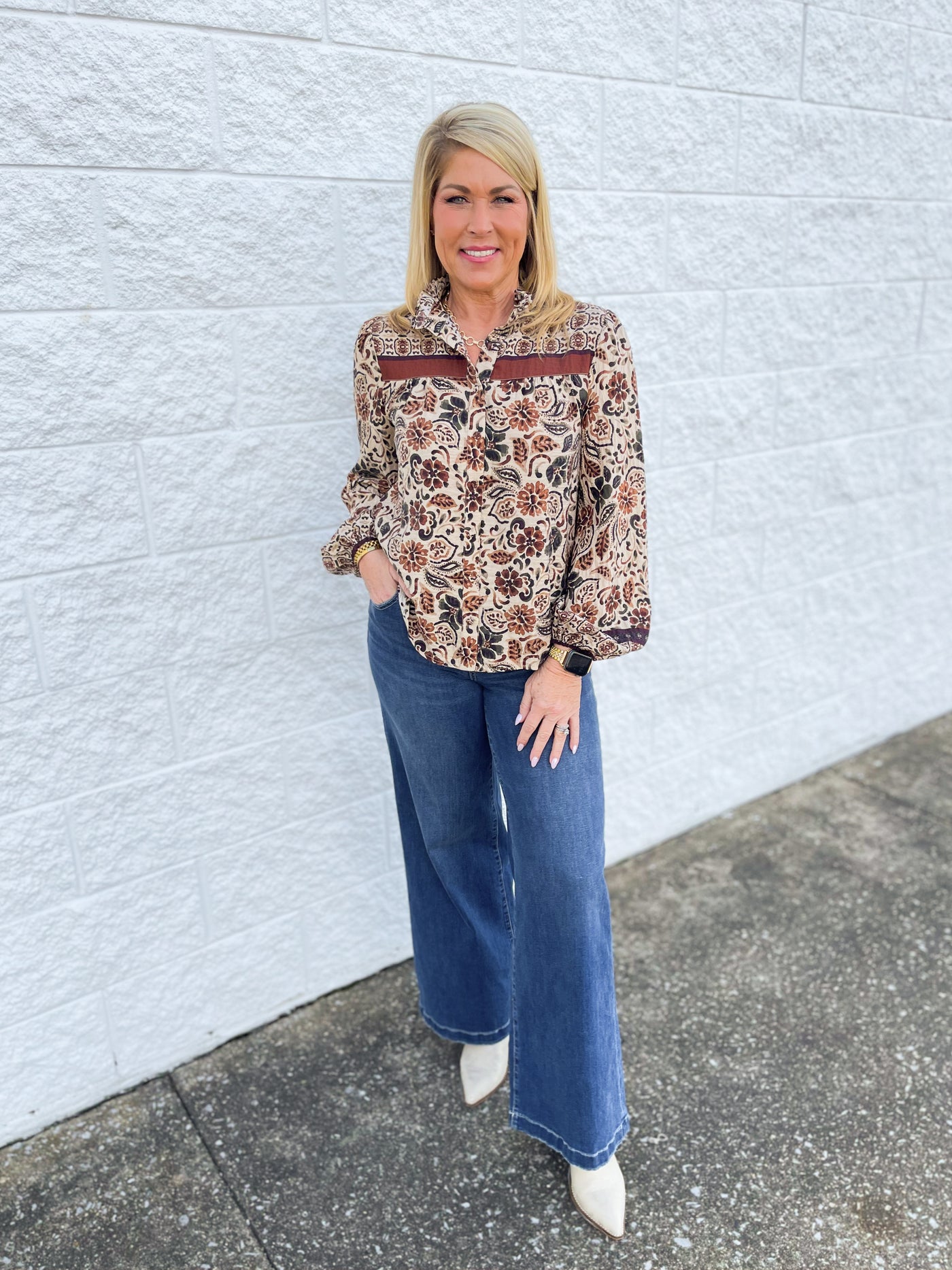 Fate Cream Brown Blouse