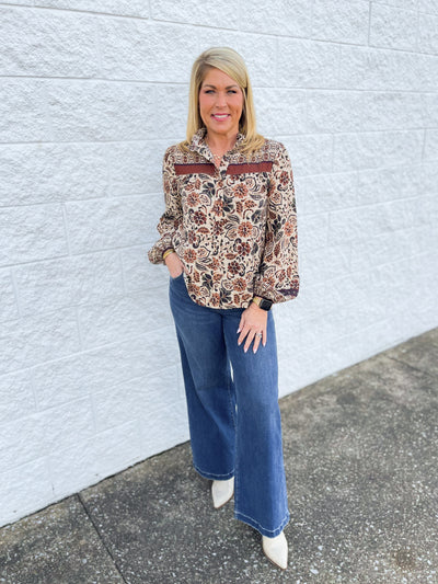 Fate Cream Brown Blouse