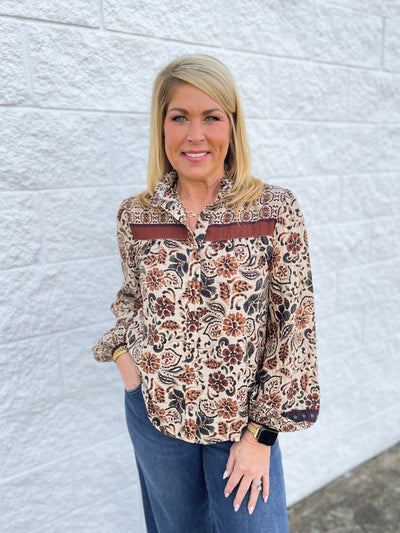 Fate Cream Brown Blouse