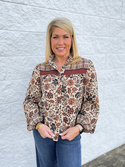 Fate Cream Brown Blouse