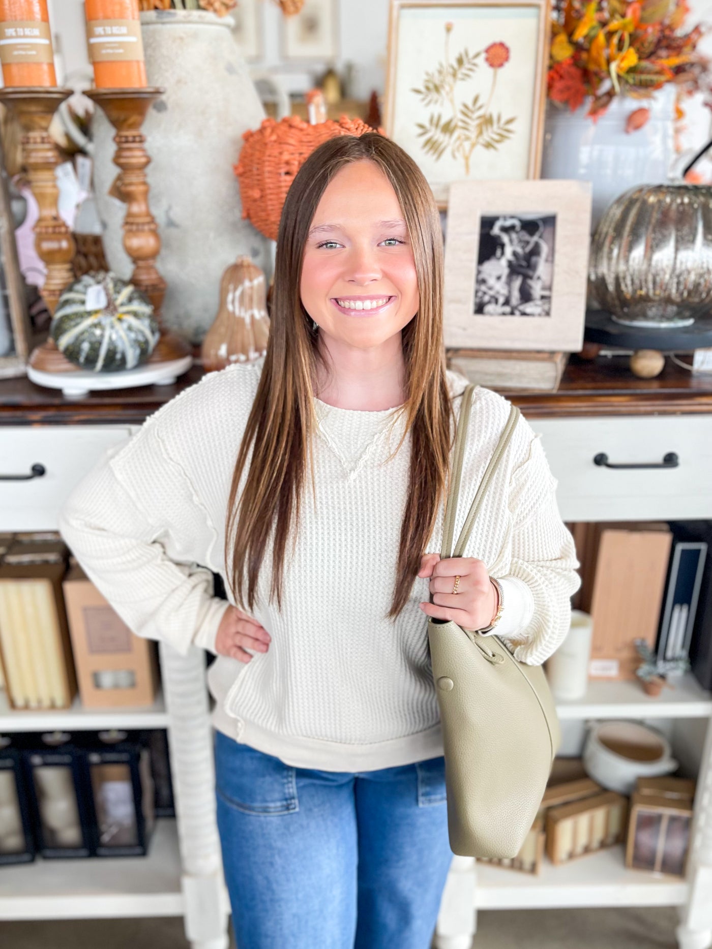 Ecru Thermal Knit Glenna Top