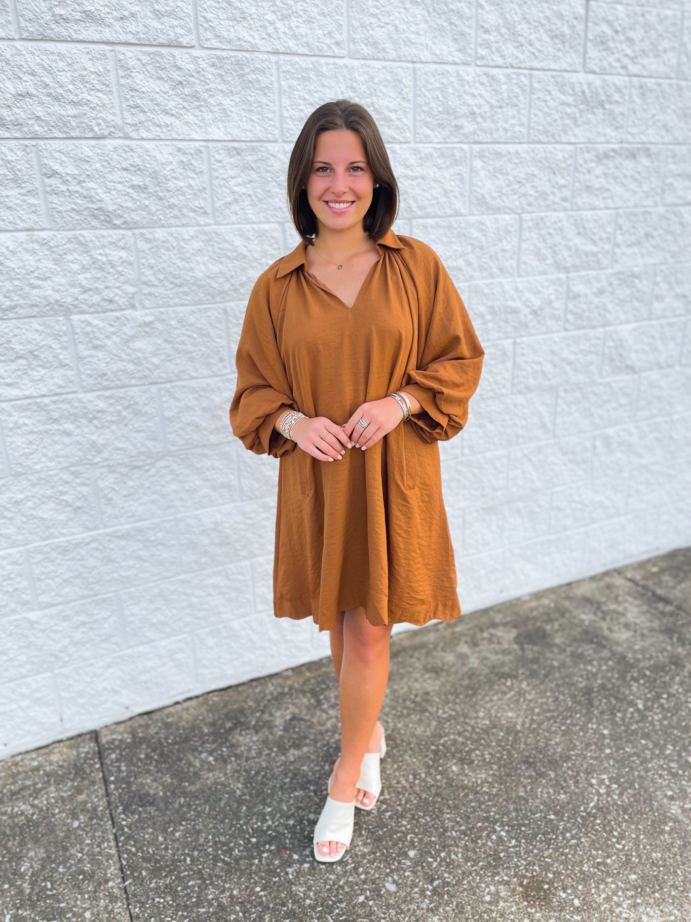Umgee Cognac Dana Dress