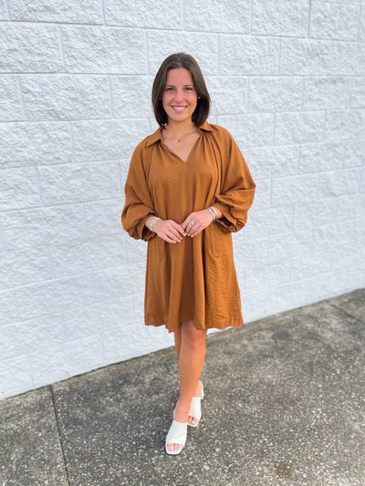 Umgee Cognac Dana Dress