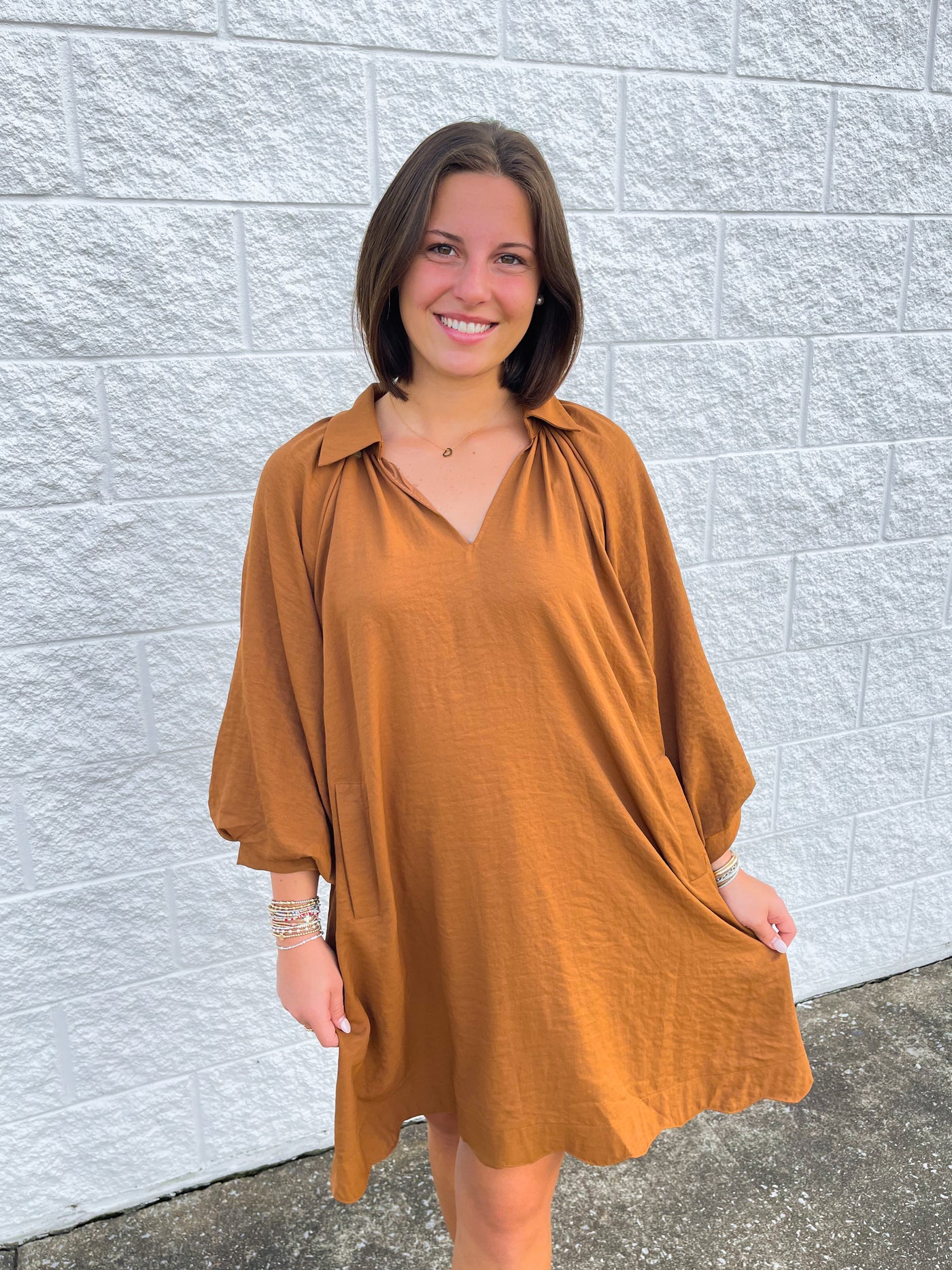 Umgee Cognac Dana Dress