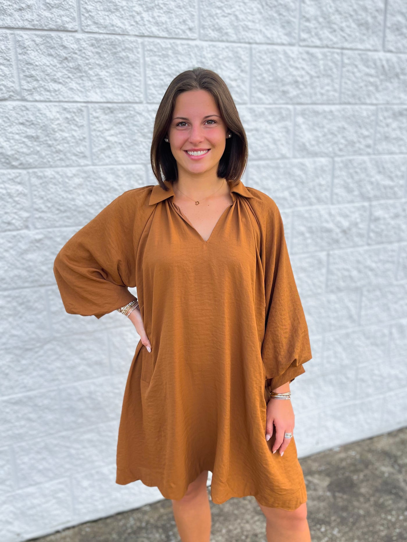 Umgee Cognac Dana Dress