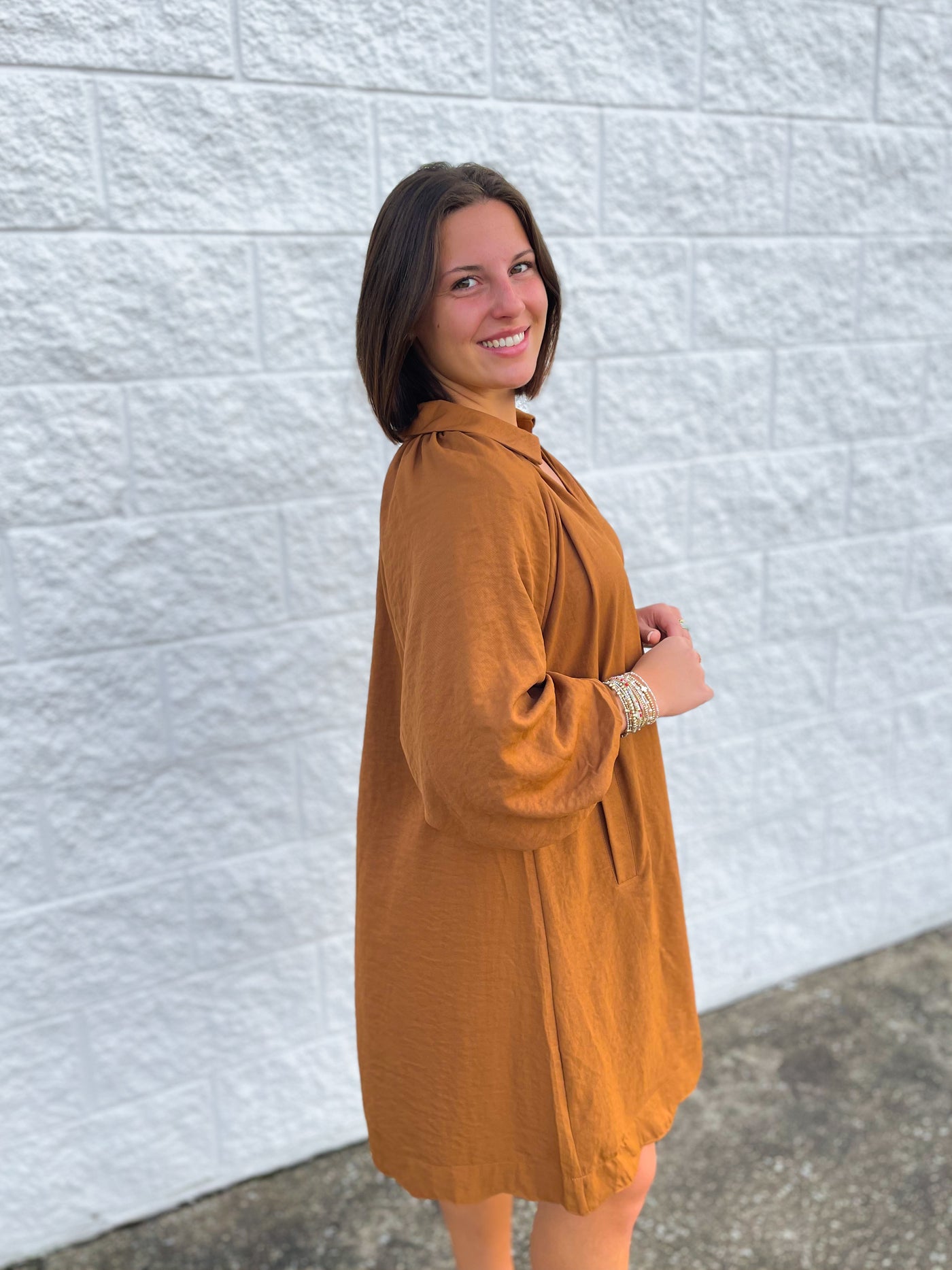 Umgee Cognac Dana Dress