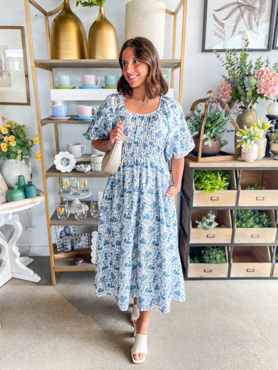 Lexi Printed Floral Bubble Sleeve Dress