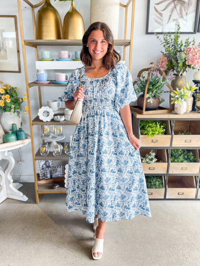 Lexi Printed Floral Bubble Sleeve Dress