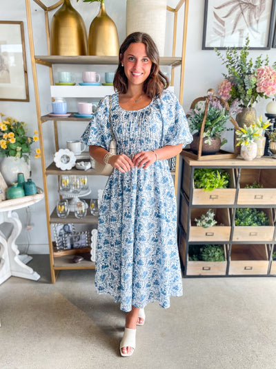 Lexi Printed Floral Bubble Sleeve Dress