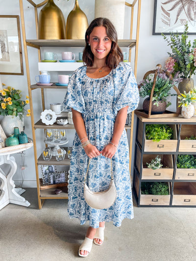 Lexi Printed Floral Bubble Sleeve Dress
