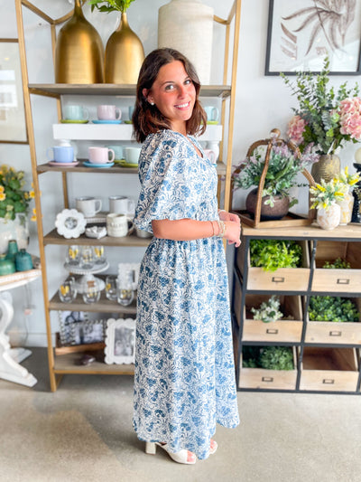 Lexi Printed Floral Bubble Sleeve Dress