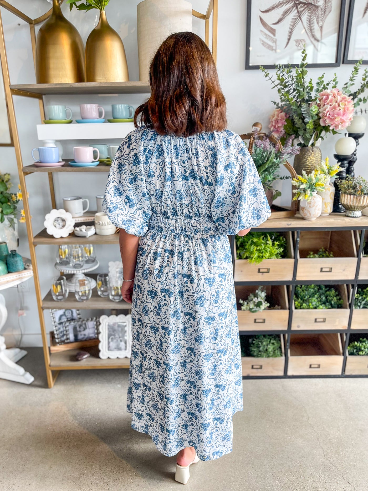 Lexi Printed Floral Bubble Sleeve Dress