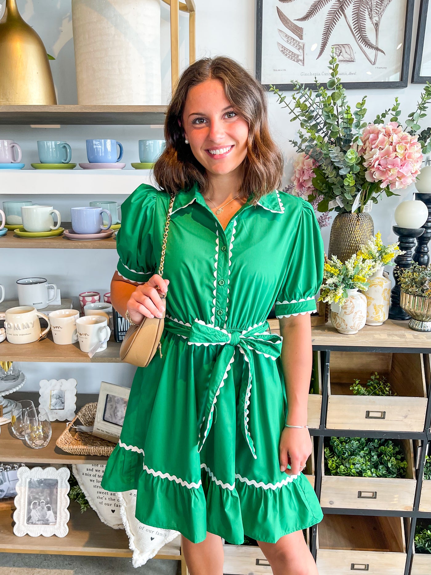 Kora Jodifl Green Ric Rac Trim Dress