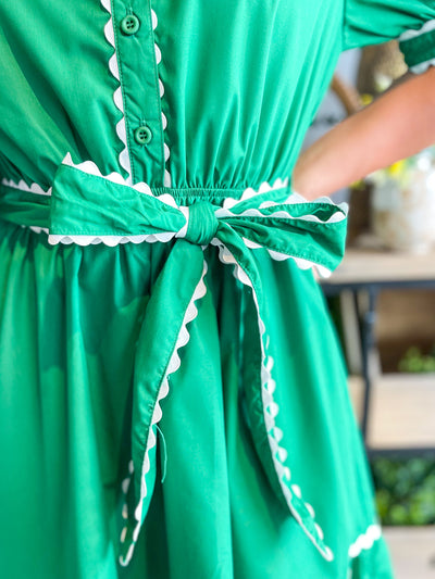 Kora Jodifl Green Ric Rac Trim Dress