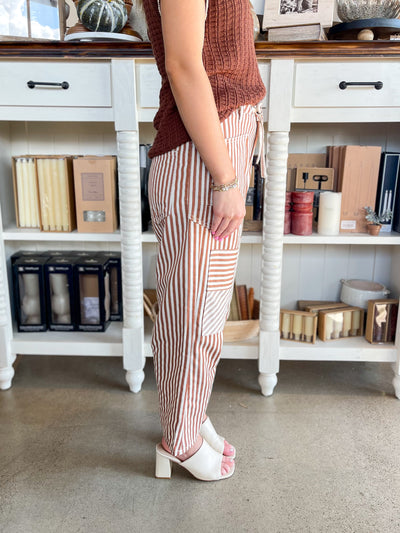 Easel Mocha Striped Twill Pants