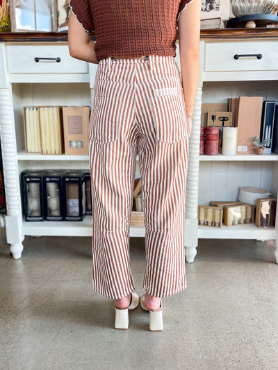 Easel Mocha Striped Twill Pants
