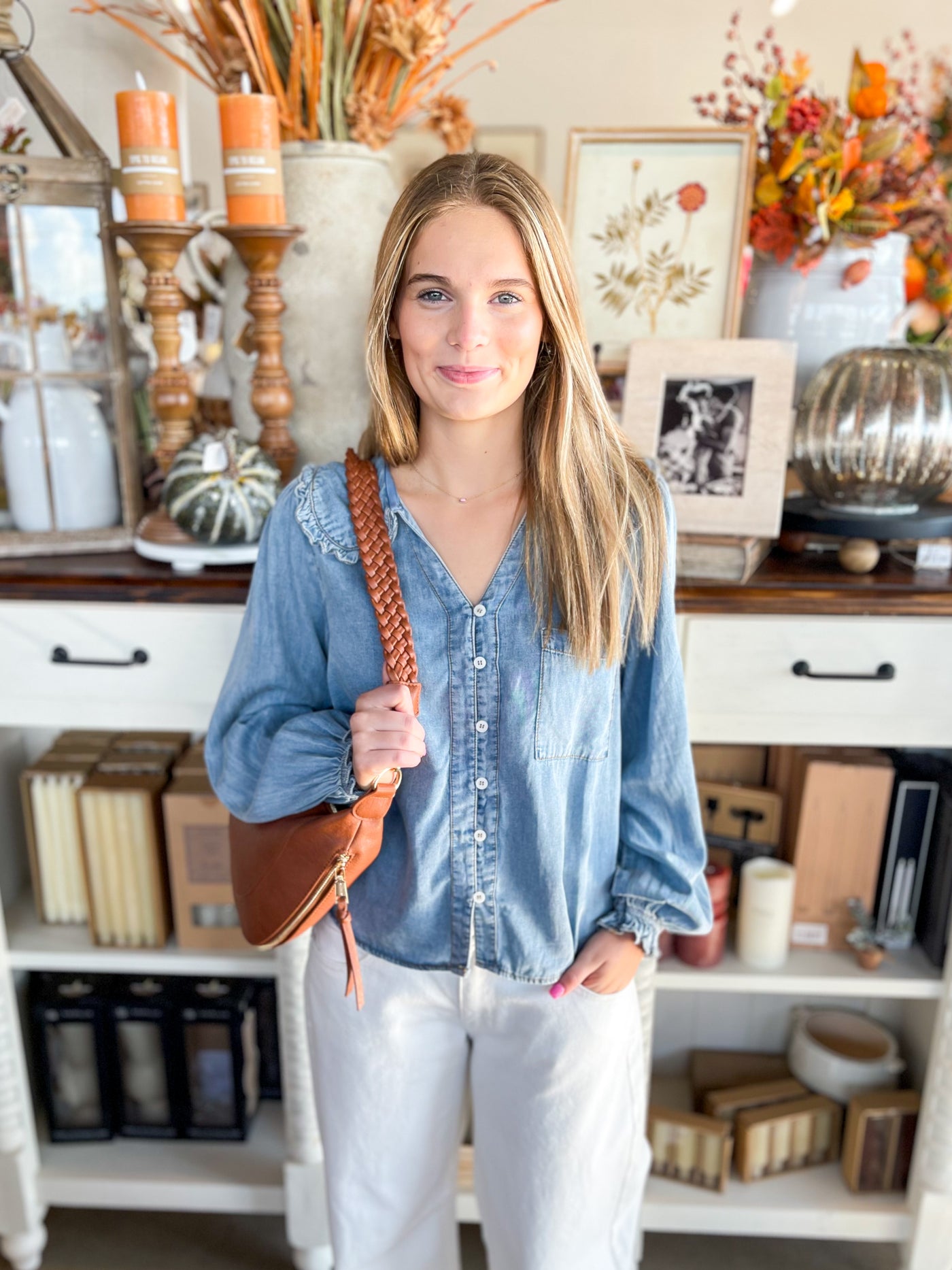 Denim Round Collar Matti Top