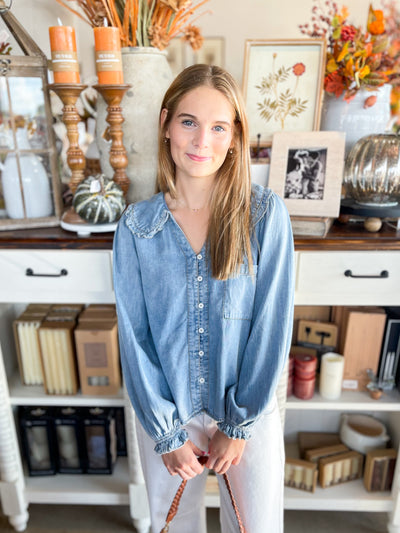 Denim Round Collar Matti Top