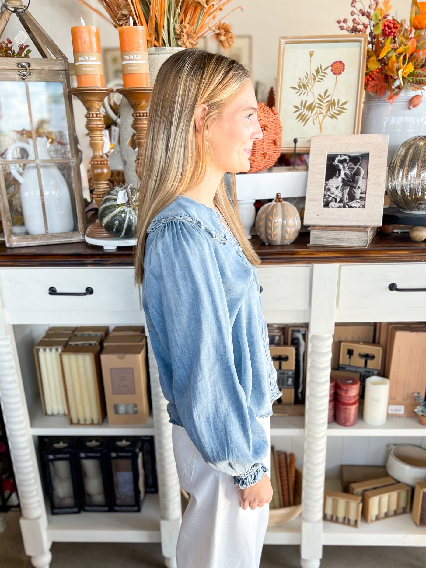 Denim Round Collar Matti Top