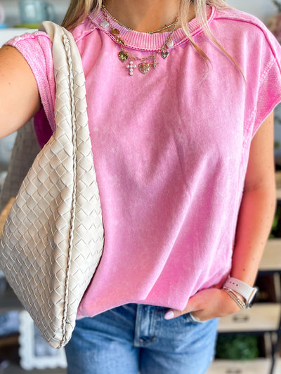Bubblegum Sleeveless Terry Top