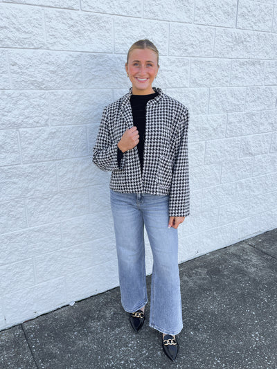 Glam Black Plaid Jacket