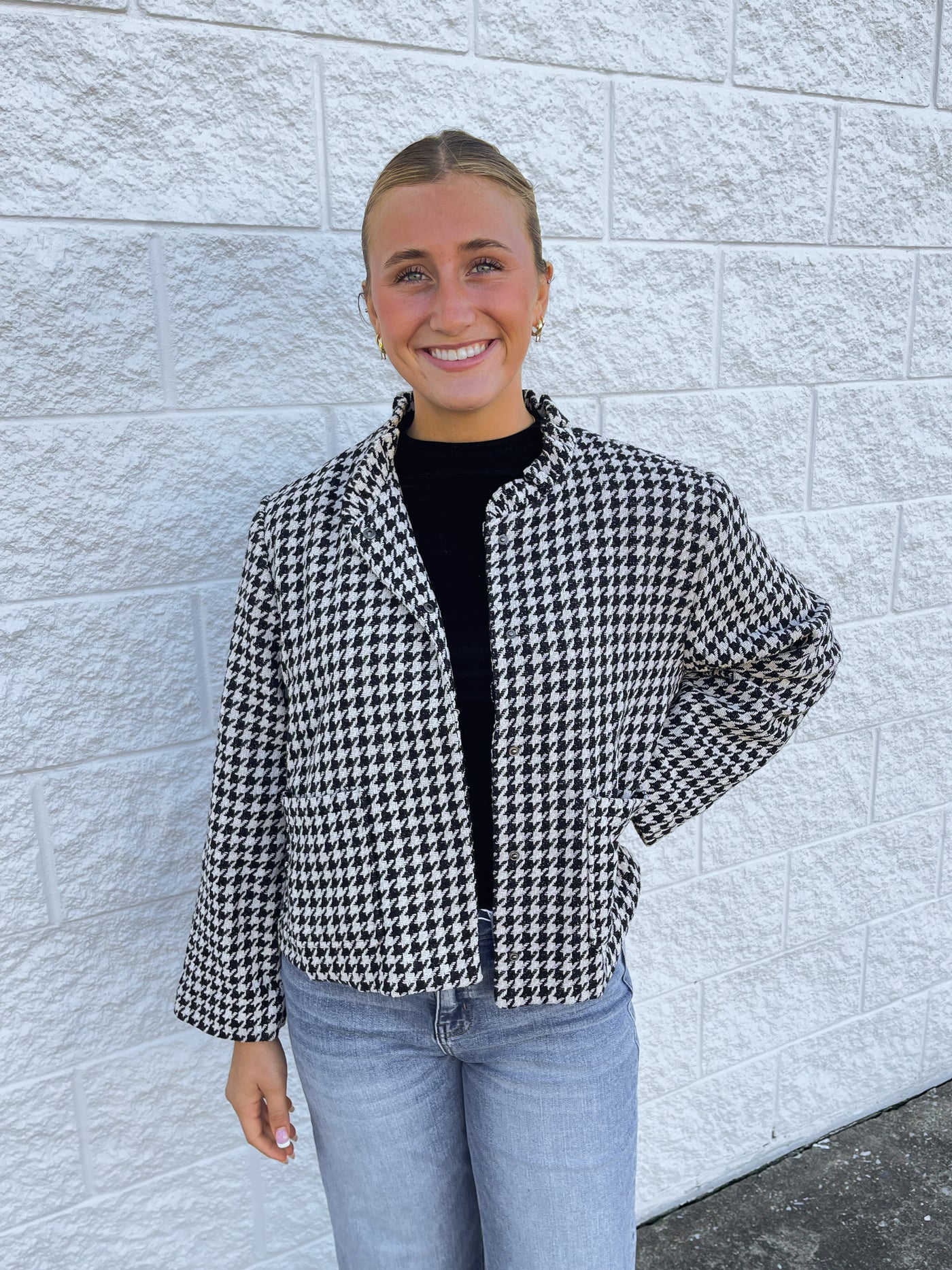 Glam Black Plaid Jacket