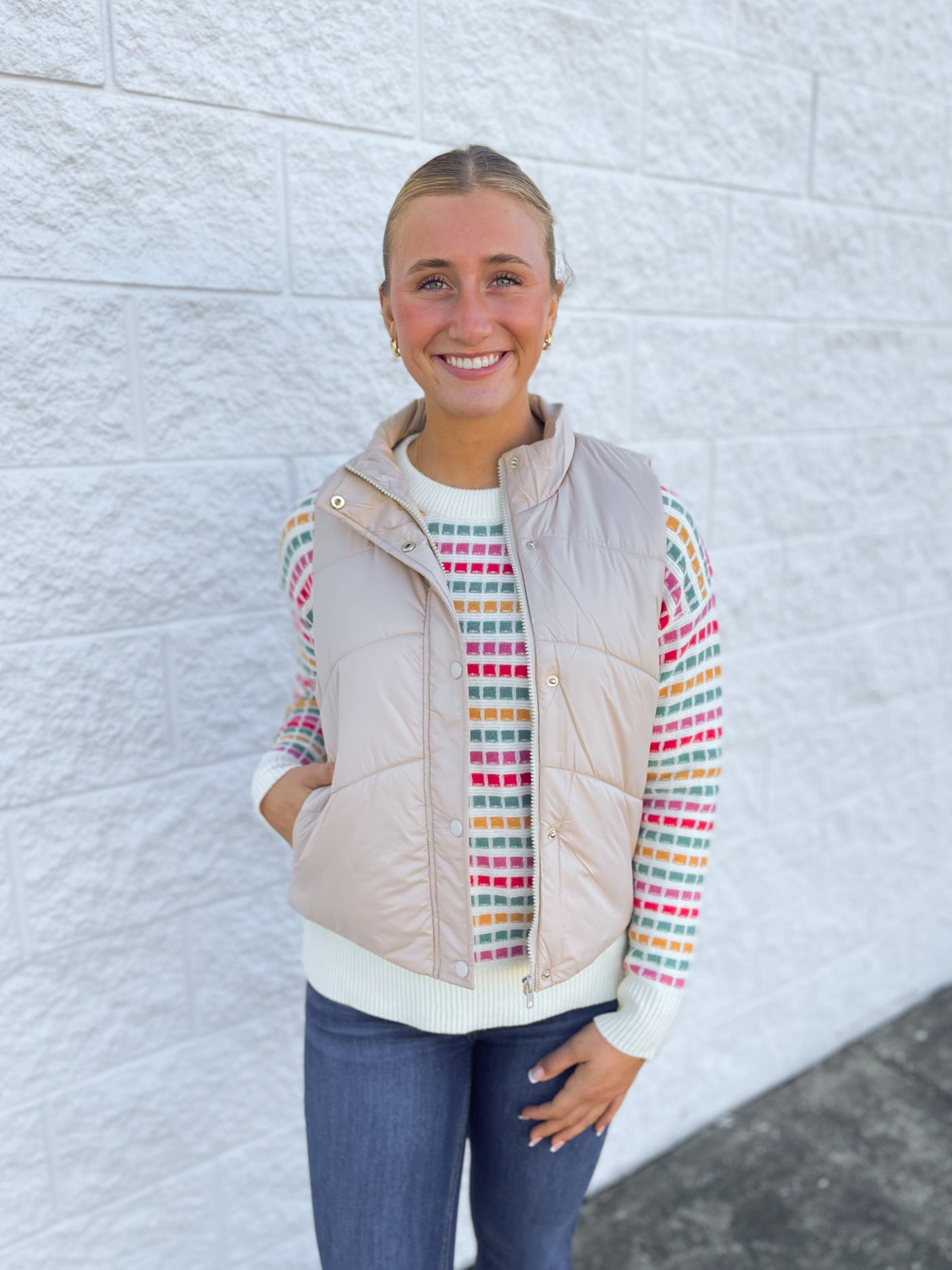 Beige Puffer Vest