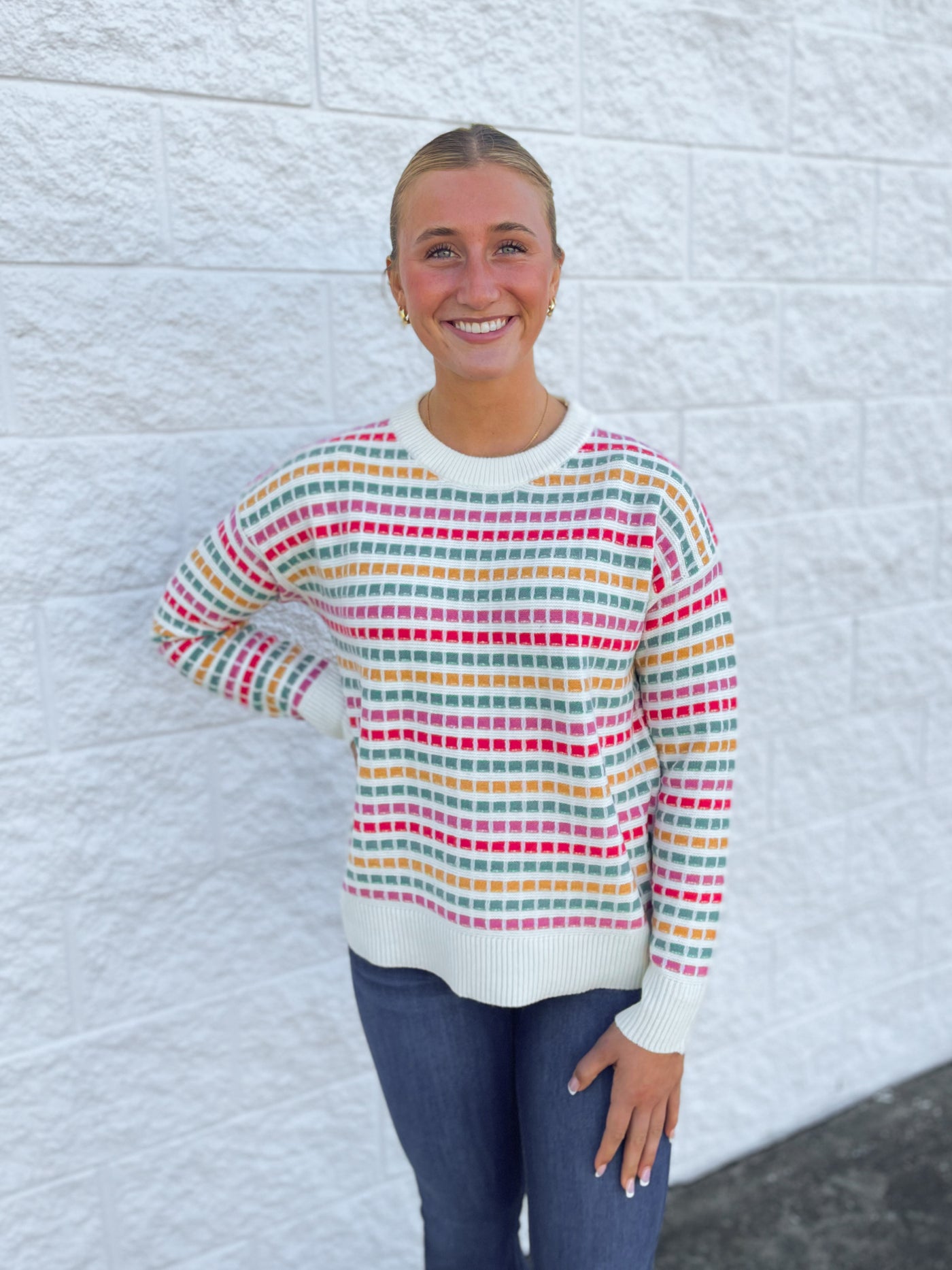 Pink Multi Color Sweater